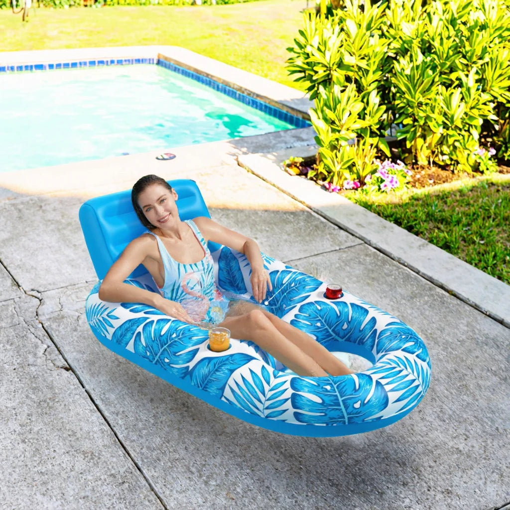 Portable PVC Floating Mat for Outdoor Pool Use Easy-to-Carry Inflatable Design Cup Holders Durable Water Resistant CE Certified