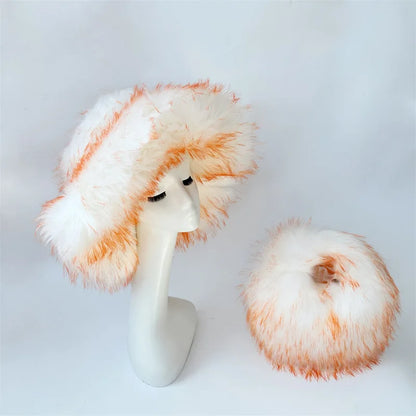 Y2k Hot Girls Small Half Moon Bag Set Women Luxury Furry Wrist Handbag Gothic Punk Faux Raccoon Fur Clutch Purses Bags With Hat