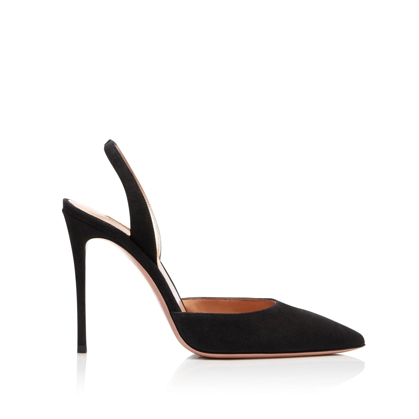 Spring and Autumn Ladies Shoes Elegant Stiletto Pumps Black Pointed Toe Slingback Stylish High Heels for Women