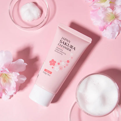 LAIKOU Japan Sakura Cleanser Gentle Deep Cleaning Oil Control Moisturizing Shrink Pores Face Skin Care Skin Cleanser 50g
