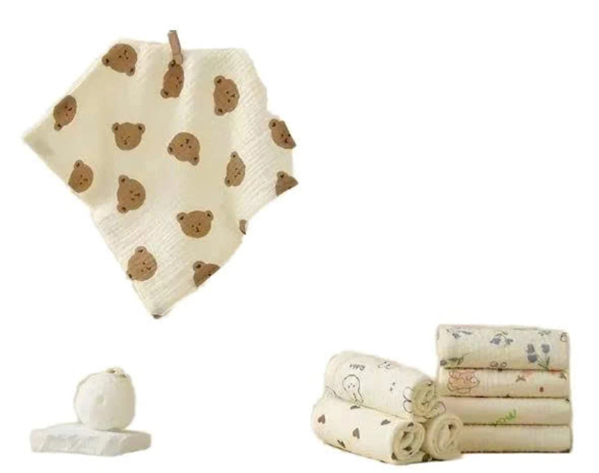 Gentle Infant Care Solution Eco-friendly Manual Muslin Cotton Baby Bibs Flower Shaped Design Double Layer Absorbent Snap Button