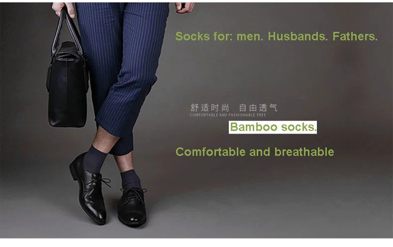 10 Pairs/Lot Men's Bamboo Fiber Socks 2025 New Compression Autumn Long Black Business Casual Man Dress Sock Gift Plus Size 42-45