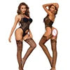 Sexy Dessous mit offenem Schritt, durchbrochenem Netzbody, sexy Strumpfhose mit Cut-Outs, Ganzkörperstrumpf
