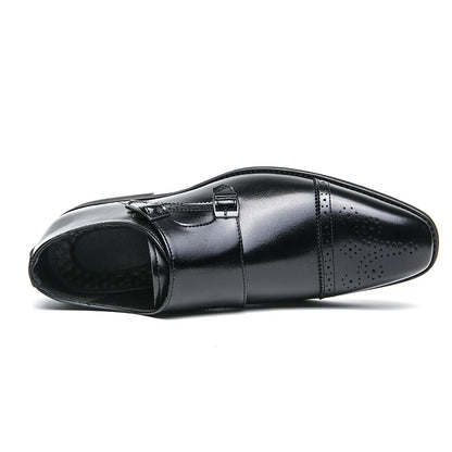 New Genuine Leather Dress Shoes Business Dress Shoes Formal Occasion Buckle Pointed Toe Men's Work Shoes Low Price Factory Oem