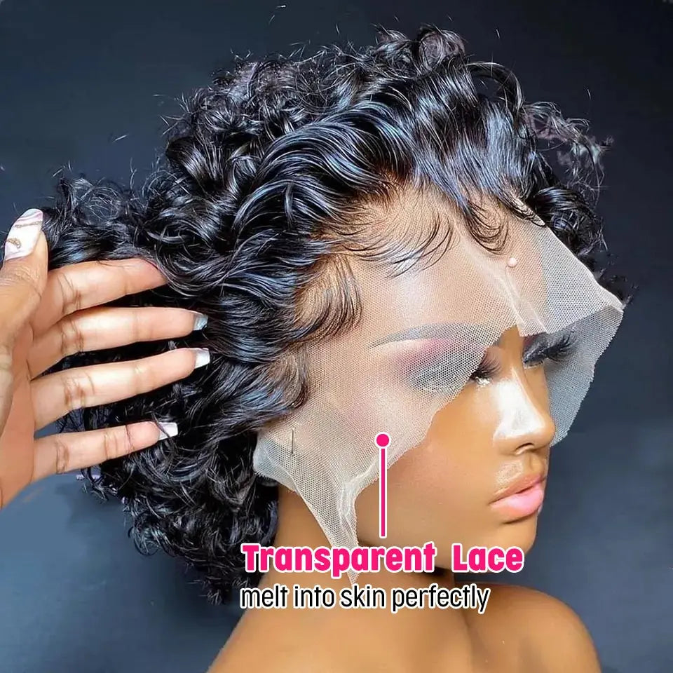 13x1 13x4 Lace Frontal Jerry Curly Wig Hot Human Hair Wig for Black Women 100% Human Hair Cheap Pixie Wig