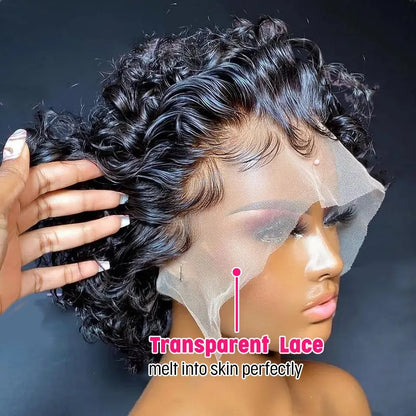 13x1 13x4 Lace Frontal Jerry Curly Wig Hot Human Hair Wig for Black Women 100% Human Hair Cheap Pixie Wig