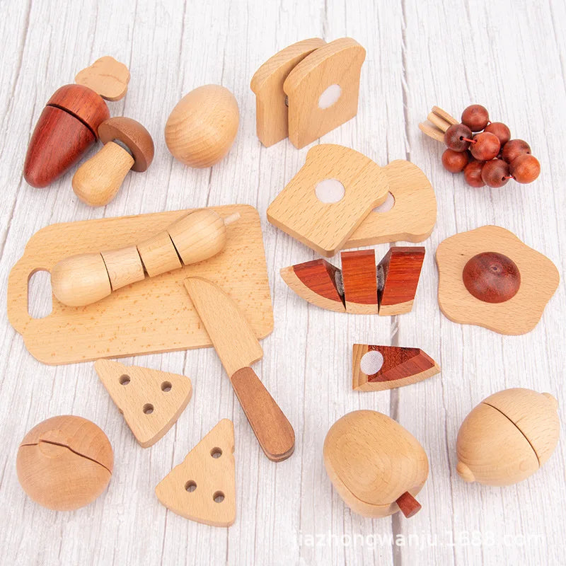 Wooden Pretend Play Kitchen Toy Magnetic Vegetable Fruit Toy  Cutting Cooking Food Toy for Kids