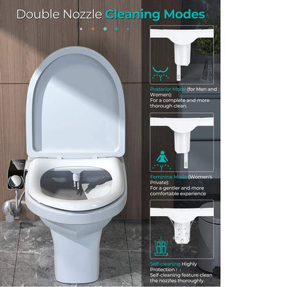 Bidet Toilet Seat Attachment Non-Electric Self-Cleaning Dual Nozzles Wash Hot Cold Mixer Water Lady Bathroom Accessories Sprayer
