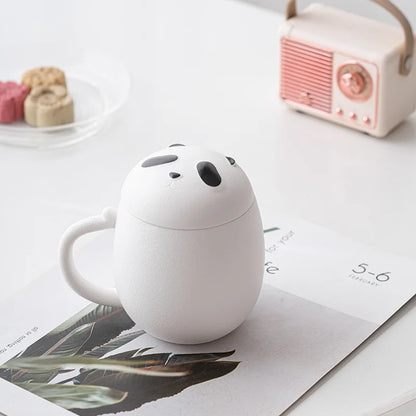 Panda Ceramic Tea Cup with Lid Office Filter for Water or Tea Perfect Gift Idea