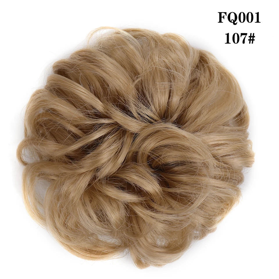 LUPU Synthetischer Haarknoten, unordentliche Haargummis mit Gummiband, natürliche, falsche Haargummistücke, Pferdeschwanz, farbig, Schwarz, Lila, Rosa, Grün