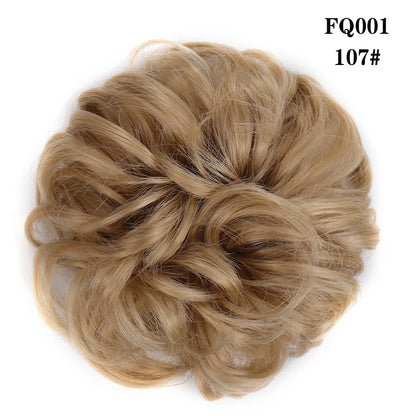 LUPU Synthetischer Haarknoten, unordentliche Haargummis mit Gummiband, natürliche, falsche Haargummistücke, Pferdeschwanz, farbig, Schwarz, Lila, Rosa, Grün