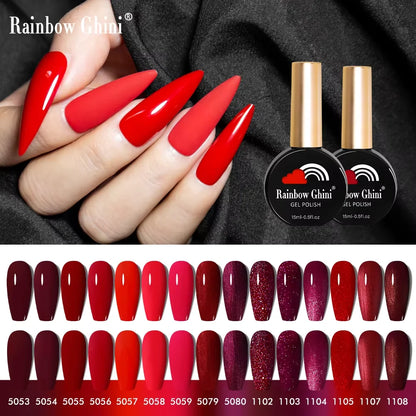 Rainbow Ghini 15ml HEMA TPO FREE Christmas Dark Red Wine Color Series Gel Nail Polish UV Nail Enamels Varnish Nail Supplies