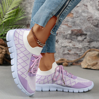 2026 NEW KJ Women's Sneakers Breathable Mesh Casual Sports Shoes New Thick Sole Travel Shoes with Cushioning Lightweight