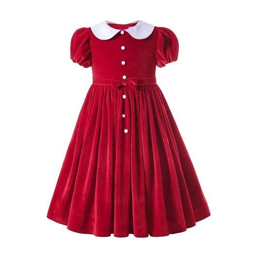 Pettigirl Dress for Kids Red Velvet Baby Summer Birthday Wedding Ceremony Children Princess Party Toddler Clothes Girls New