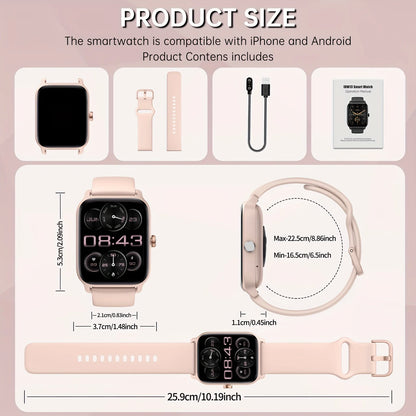 Hot New 2.01-Inch Touchscreen Dual-Strap Smartwatch, Unisex, HD Call Quality, Step & Calorie Tracking, Music & Message