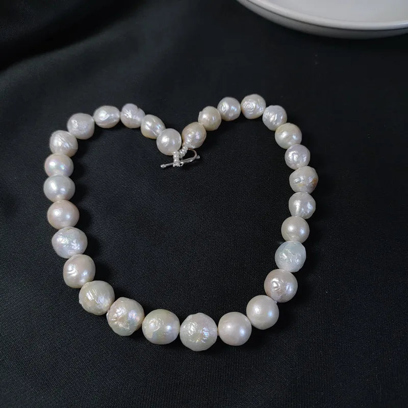 Wholesale 925 Silver Fashion Jewelry Pearl Necklace Real Natural Freshwater Baroque Pearl Necklace