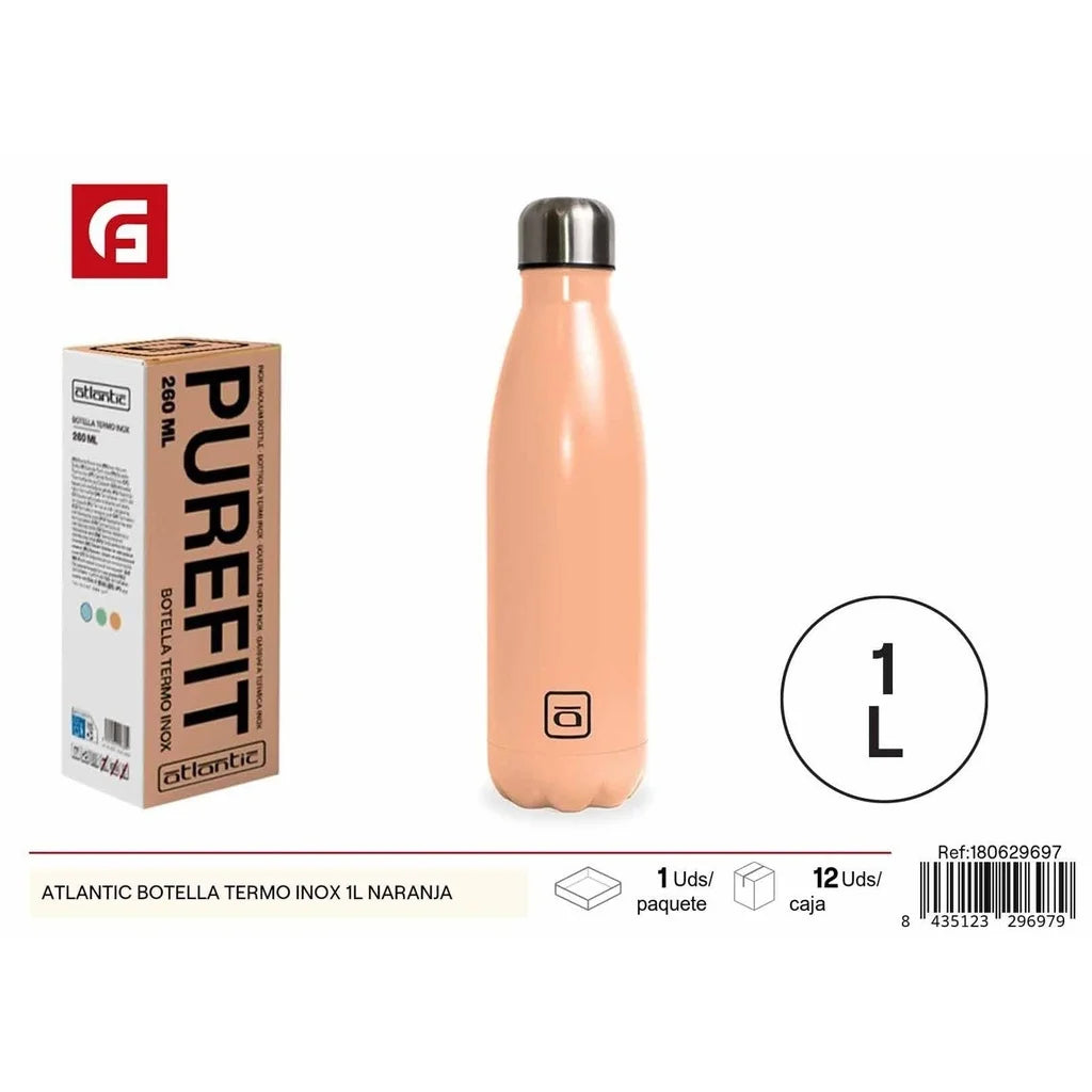 1L Orange Stainless Steel Thermos Bottle - Kitchen Accessories