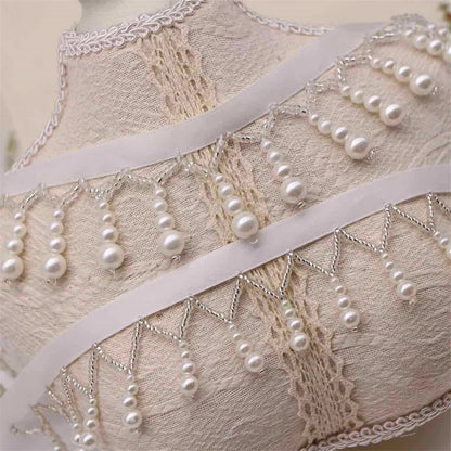 1 Yard Tassel Fringe Lace Pearl Beaded Edge Trim Ribbon Handmade Sewing DIY Craft Accessories