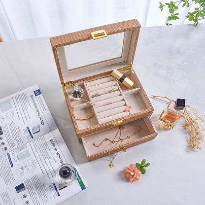 INNOVA Custom Modern Fashion Wooden Leather Necklace Jewelry Boxes for Women