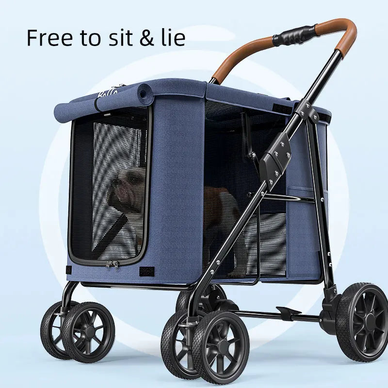 (Ready to Ship) Manufacture Pet Product Large Pet Dog and Cat Stroller with One-Hand Easy Fold Trolley