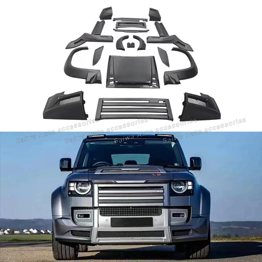 Defender LM Style Wide Body Kit for Land Rover Defender 90 110 Front Bumper Grille Hood Side Skirts Mudguards