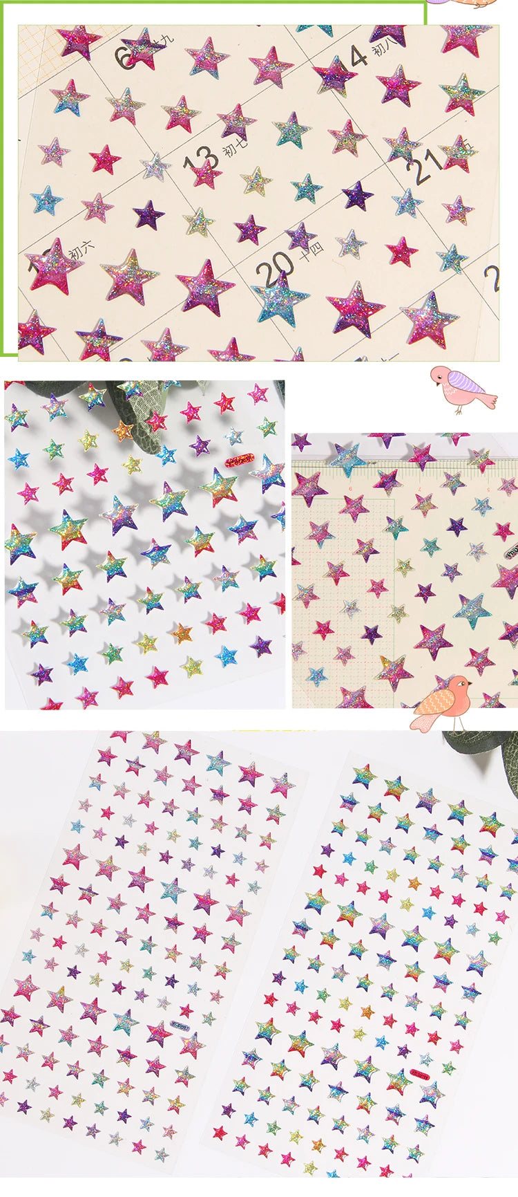 Glitter Magic Crystal Love Star Sticker 3D Shiny Gem Three-Dimensional Sticker Phone Notebook Diary DIY Gift Decoration For Girl