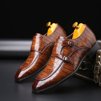 Men's Classic Solid Pattern Breathable Light Weight PU Upper Slip-On Formal Business Office & Career Shoes