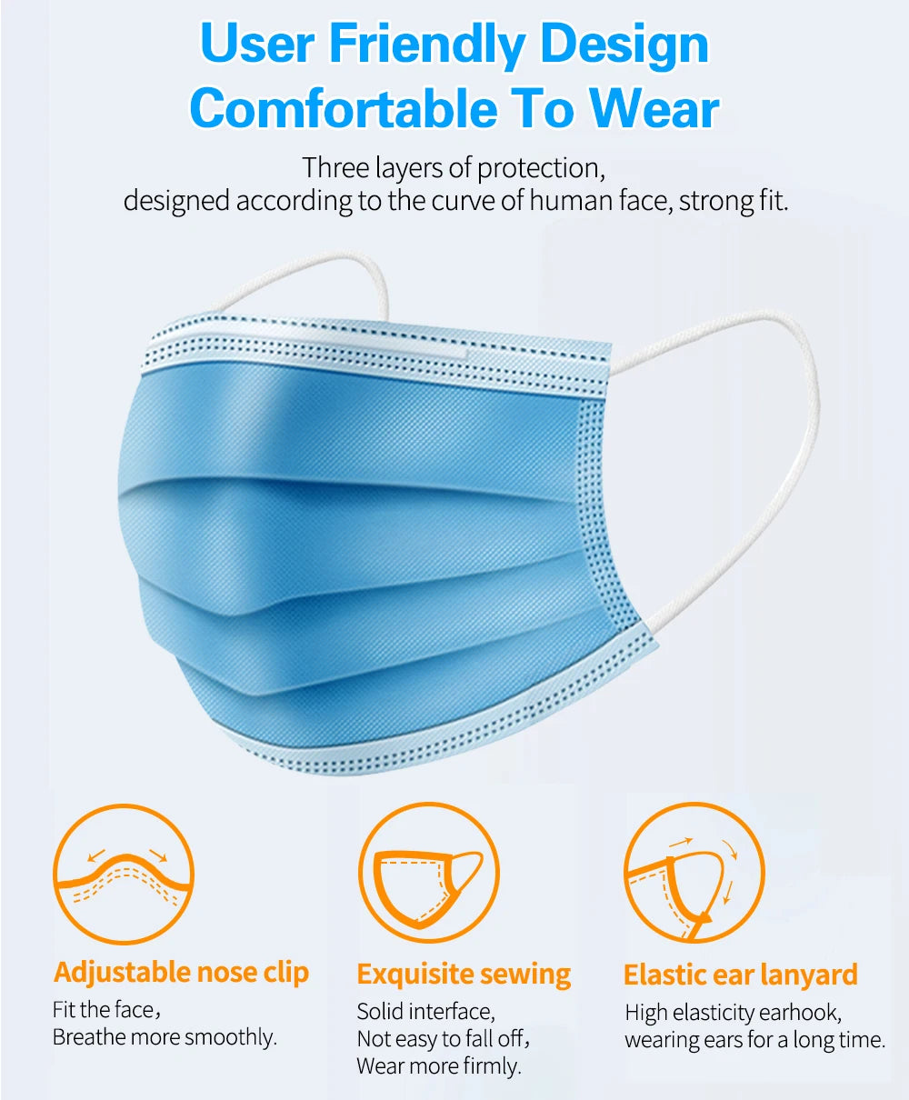Disposable Nonwove 3 Layer mascarillas quirurgicas homologadas mask маска для лица mascarillas mascara face mask маска Fast Ship