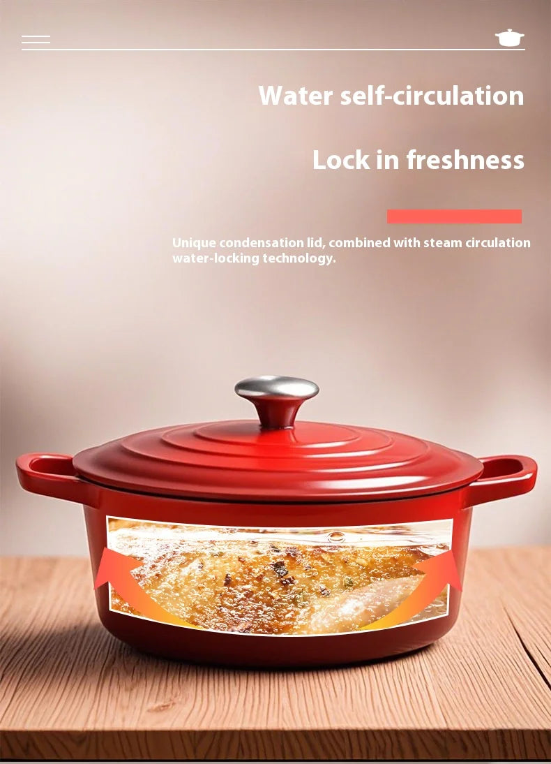 Best-selling Household Cast Iron Enamel Pots Ceramic Non-stick Pans Multi-functional Stew Pots Flat-bottom Pans