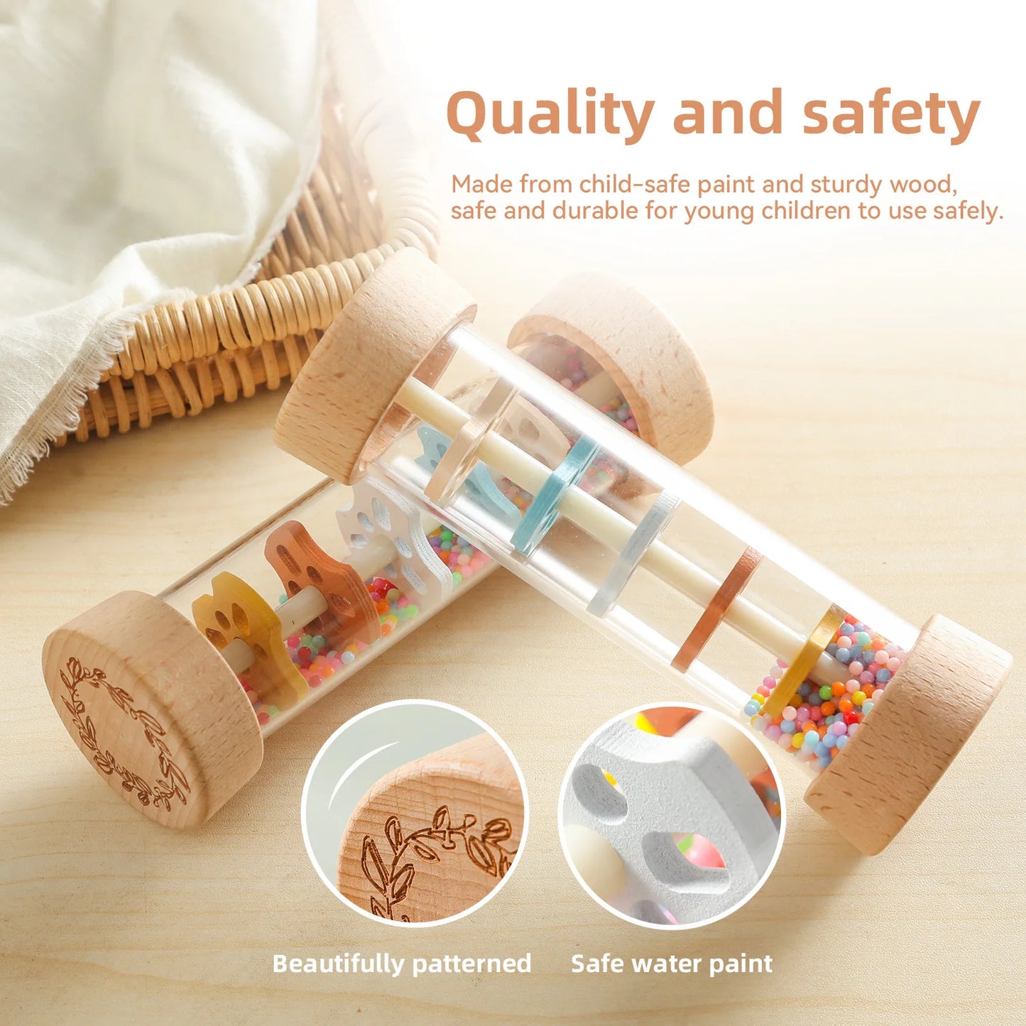 Rain Drum Orff Percussion Instrument Rain Sound Simulation rainbow Hourglass Sandbell Early Education AIDS