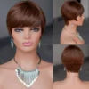 Pixie Cut Human Hair Wig Short Straight  Layered Full Machine Made Wig 100% Remy Human Hair for Black Women Natural