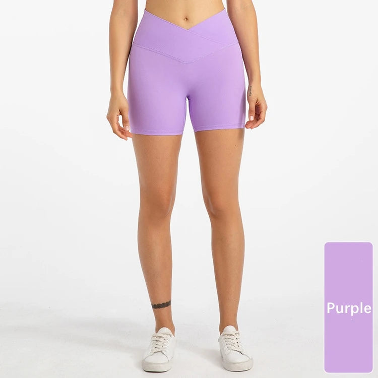 Xsunwing New Gymwear Clothing Fitness Workout Yoga Biker Shorts V Cut Waist Seamless Scrunch Butt Running Shorts Women WLQ2201