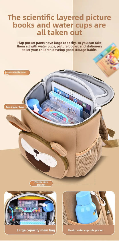 Lightweight Double Shoulder Backpack for Boys Sesame Cartoon Design Kindergarten New Year Gift Mini Diving Material School Bag