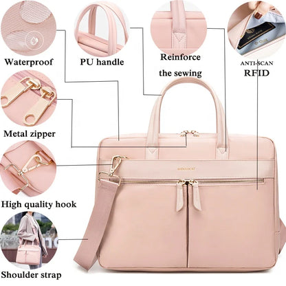 Fashion Women's Laptop Briefcase Business Document Organizer for 13.3 15 16 Inch Laptop Shoulder Bags Business Office Ladies