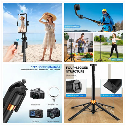 180CM 360 Ai Face Tracking Gimbal 2PC Light Smart Rotate Auto Face Tracking Selfie Stick Stabilizer for Vlog Video Making