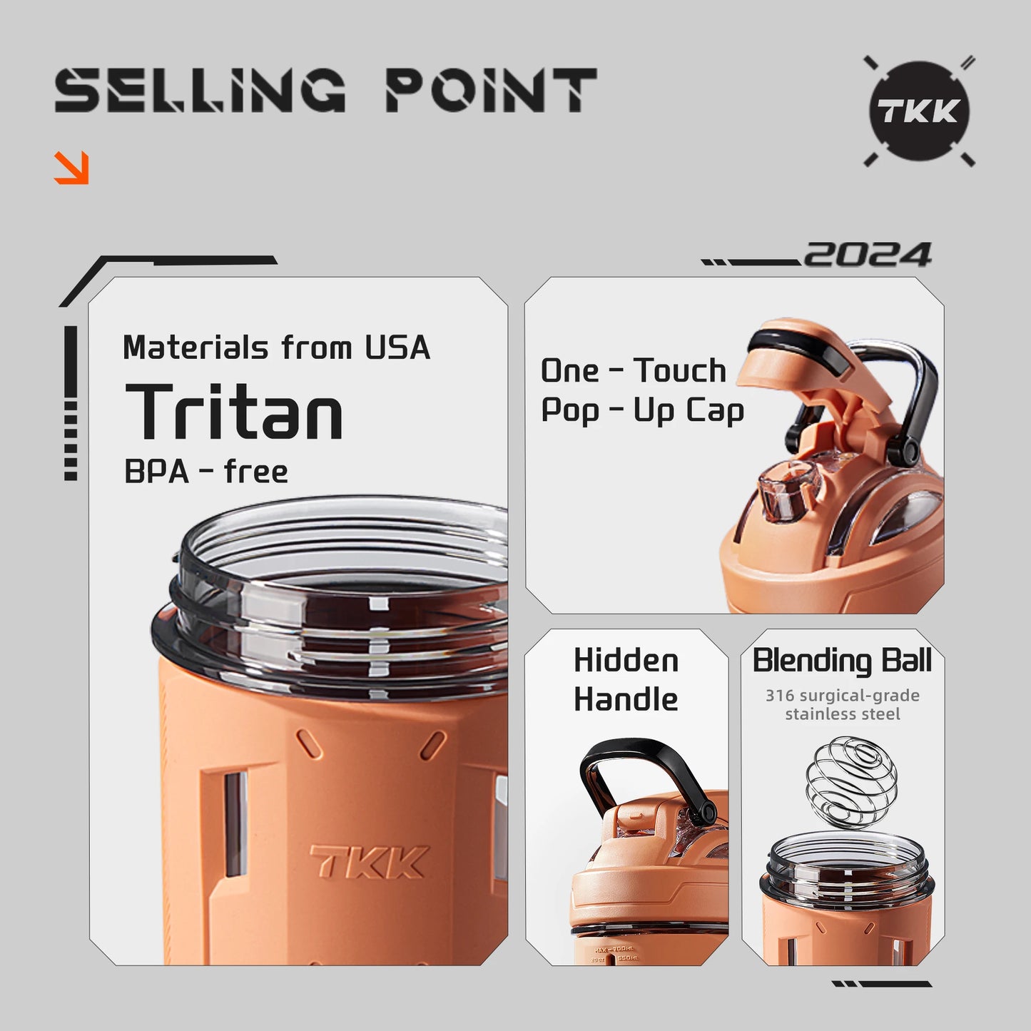 Large 700ml Tritan Gym for Shaker Water Bottle with Ball for Safe Material Hiking Travel Directly Boiling Water Applicable