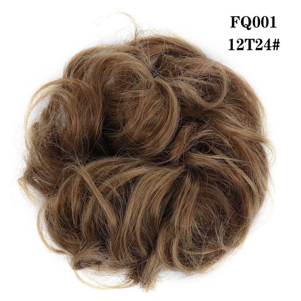 LUPU Synthetischer Haarknoten, unordentliche Haargummis mit Gummiband, natürliche, falsche Haargummistücke, Pferdeschwanz, farbig, Schwarz, Lila, Rosa, Grün