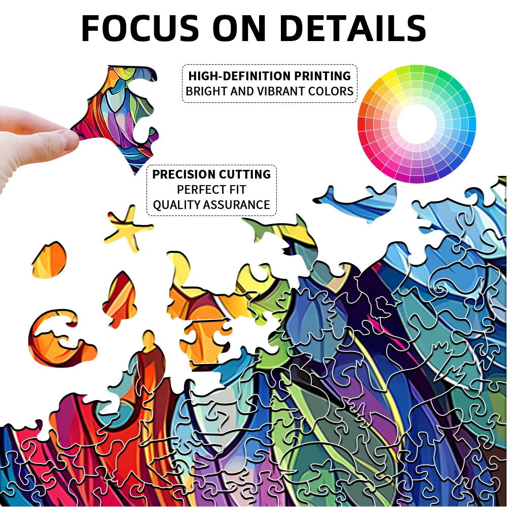 Laser Cutting Colourful Parrot Theme Wooden Jigsaw Puzzle Irregularly Shaped Puzzle Piece Animal 3D Jigsaw Puzzle