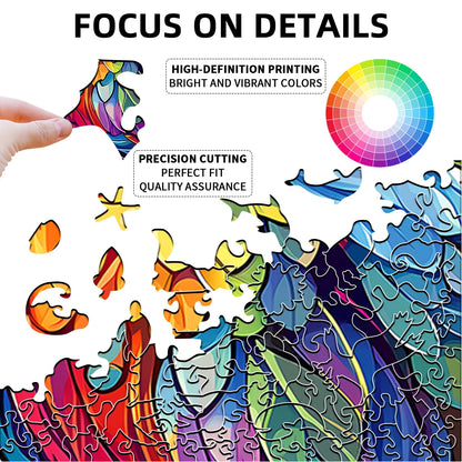 Laser Cutting Colourful Parrot Theme Wooden Jigsaw Puzzle Irregularly Shaped Puzzle Piece Animal 3D Jigsaw Puzzle