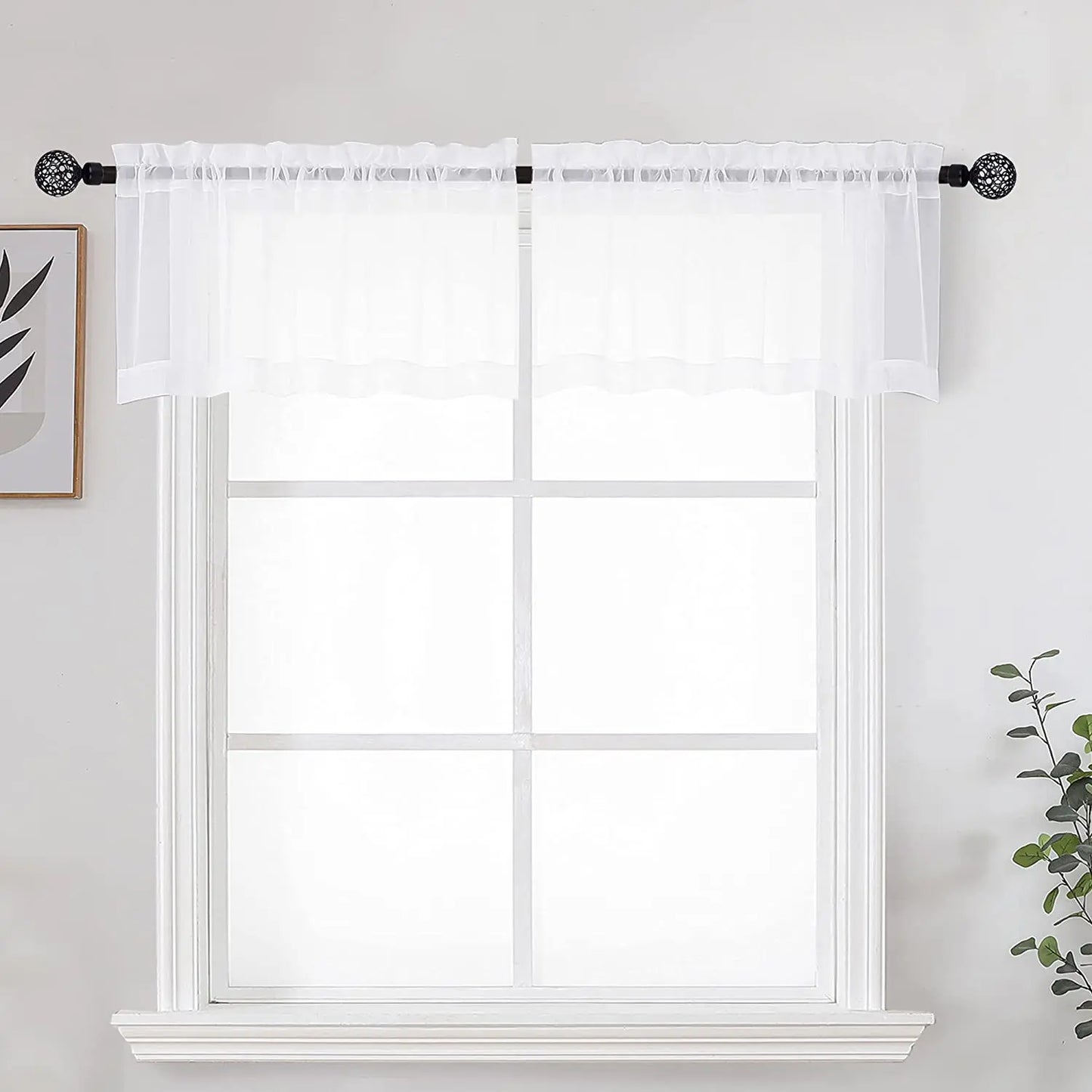 OWENIE Hot Selling New High Quality Window Panel Window Curtain White Sheer Valance for Window Small Short Voile Valance Curtain