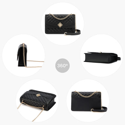 LOVEVOOK 2023 Leather Quilted Sling Shoulder Bag With Chain Trendy Clutch Ladies Evening Purse Luxury Crossbody Bags for Women