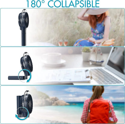 Foldable Handheld Misting Fan 3000mAh USB Rechargeable with Water Tank Spray Function