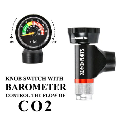 ZOYOSPORTS High Quality Mini Bicycle Pump CO2 Bike Inflator Air Pump with Clear Gauge Portable Bike Pump with Multiple Usage