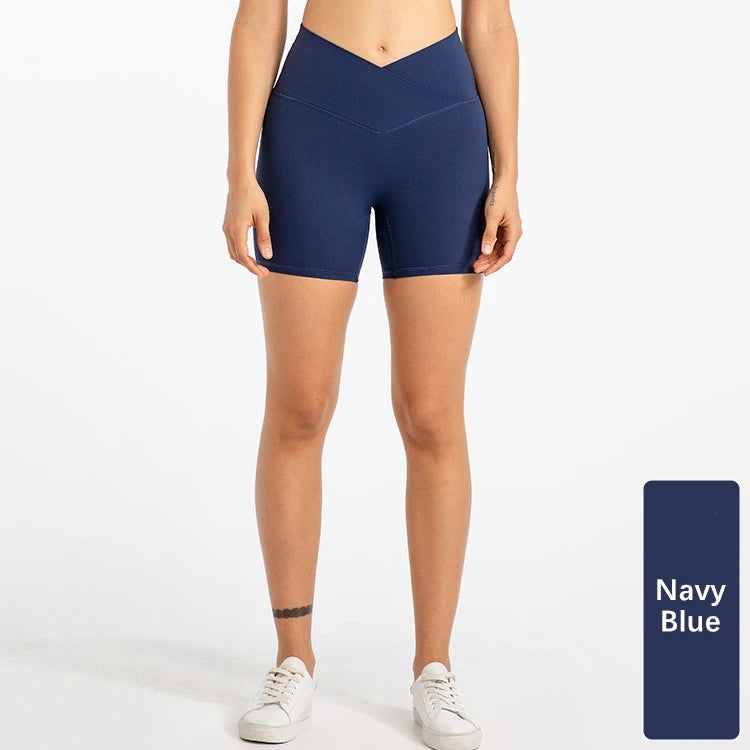 Xsunwing New Gymwear Clothing Fitness Workout Yoga Biker Shorts V Cut Waist Seamless Scrunch Butt Running Shorts Women WLQ2201