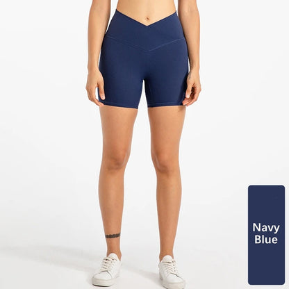 Xsunwing New Gymwear Clothing Fitness Workout Yoga Biker Shorts V Cut Waist Seamless Scrunch Butt Running Shorts Women WLQ2201