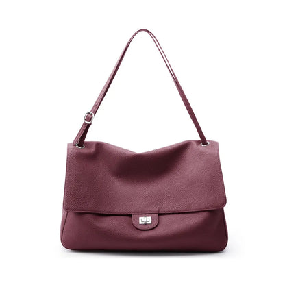 New Trending Top Grain Cowhide Leather Women's Maxi Flap Totes Shoulder Bags Ladies Crossbody Bags Fashion Classic Messenger Bag
