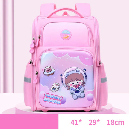 New Cartoon School Bag for Students Grades 1-6 Large Capacity Waterproof Shoulder Bag Mochila Escolar