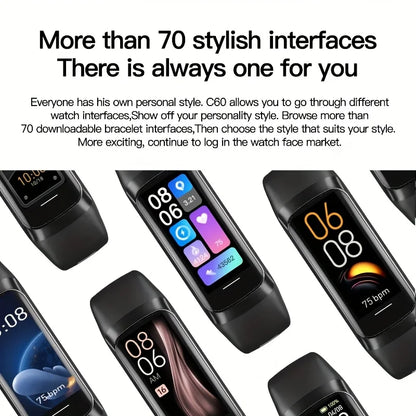 Fitness Tracker Watch, Couple Smart Bracelet, 1.1 Inch AMOLED Touch Screen Smartwatch, 25 Fitness Modes, Sleep Tracking, Weather