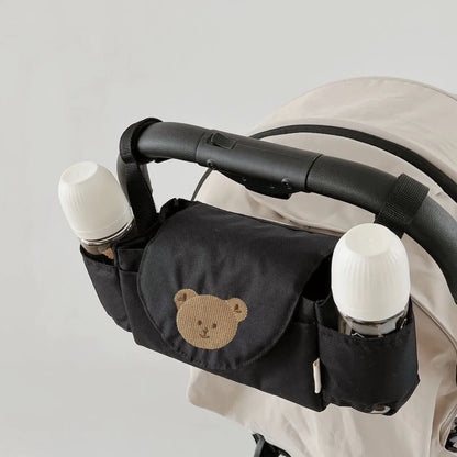 Universal Cotton Nursery Diaper Organizer Bag with Insulated Cup Holder Hanging Baby Stroller Bag for Mommy and Infant