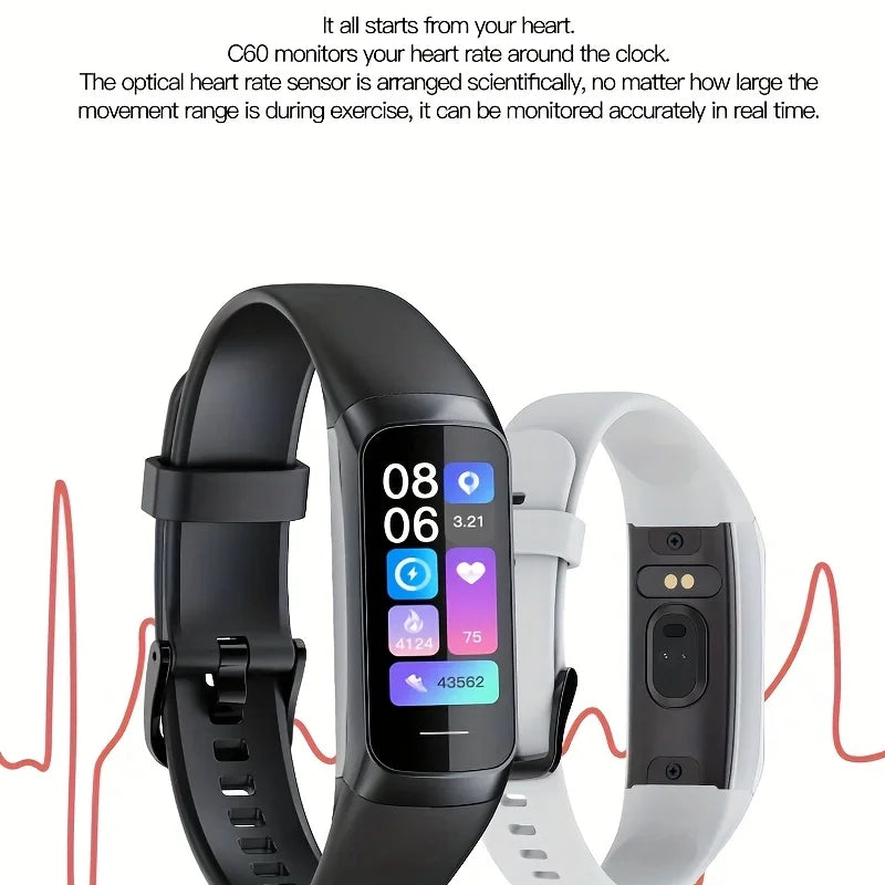 Fitness Tracker Watch, Couple Smart Bracelet, 1.1 Inch AMOLED Touch Screen Smartwatch, 25 Fitness Modes, Sleep Tracking, Weather